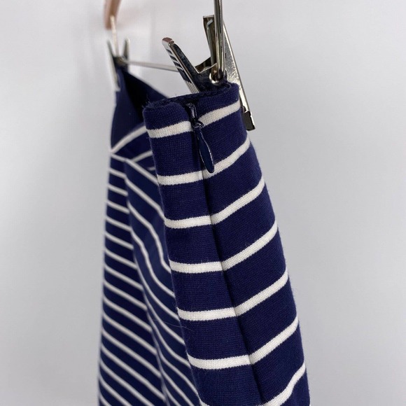 Ann Taylor Navy Blue White Striped Coral Grosgrain Ribbon Trim Nautical Skirt 6 - Picture 3 of 6